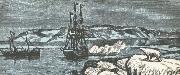 unknow artist Nordenskiolds vessel Vega give salute the double Asia northernmost udde Kap Tjeljuskin in august 1878 France oil painting artist